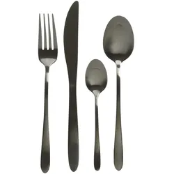 Besteck Set BRIT für 4Personen Edelstahl Tafelbesteck 16teilig schwarz
