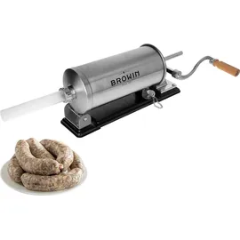 Biowin Browin 311003 Waagerechter Wurstfüller 3 kg, Wurstmaschine Wurstfüllmaschine Manuell, Edelstahl, Silber | Silber