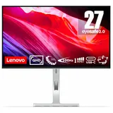 Lenovo L27h-4A Monitor 27 Zoll QHD (2560 x 1440), IPS, 1ms MPRT, 100 Hz, verstellbar, Anschlüsse HDMI 2.1 + DisplayPort 1.4 + USB-C, USB-Kabel Typ C im Lieferumfang enthalten - Cloud Grey