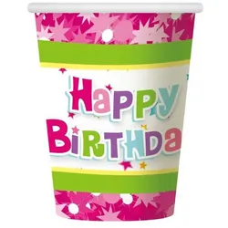 Party Pappbecher 270 ml 6 Stück Happy Birthday