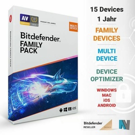 BitDefender Family Pack 2020 15 Geräten 1 Jahr Vollversion ESD DE Win Mac Android iOS