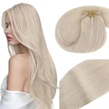 Vivien Tressen Echthaar Extensions Weißblond Echthaar Tressen Extensions Haarverlängerung Blond Tressen Extensions Echthaar zum Einnähen #60 45cm 100g