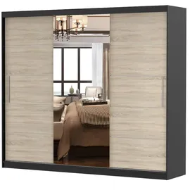 fabryka mebli idźczak Schwebetürenschrank 250 x 218 x 61 cm Schwarz/Sonoma