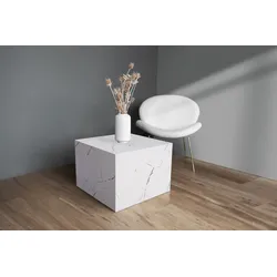 Beistelltisch KAYOOM "Cuboid 125, modernes Design, robuste Konstruktion", weiß, B:55cm H:40cm T:55cm, MDF mit lackfreiem 3D-Papier, Tische, vielseitig einsetzbar, edle Oberfläche, robuste Konstruktion