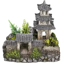 Nobby Aqua Ornaments Asiatischer Tempel mit Pflanzen 18,5 x 14,2 x 17 cm