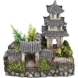 Nobby Aqua Ornaments Asiatischer Tempel mit Pflanzen 18,5 x 14,2 x 17 cm