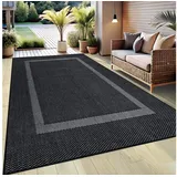 my home Teppich Venedig Bordüre auch als Läufer erhältlich, rechteckig, Höhe: 3 mm, In- und Outdoor geeignet, Sisal-Optik, Wetterfest & UV-beständig schwarz 60 cm x 110 cm x 3 mm