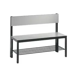 C+P Sitzbank mit Rückenlehne, Basic Plus, H796xB1000xT407mm, Gestell Schwarzgrau / Dekor Silbergrau (8060-310)