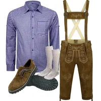 ALL THE GOOD Trachtenlederhose ALL THE GOOD Herren Trachten Set Oktoberfest Bayerische Lederhose B2 (Trachten-Set, 4er Set, Hose + Hemd + Schuhe + Socken) Schuhe + Socken Gr. 40