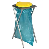 Proregal Robuster Scherenständer mit Klemmring für 120 Liter Sack HxBxT 90x40x45cm | Edelstahl Gelber Deckel | Gelb