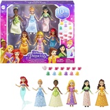 Mattel Disney Prinzessinnen Set, inkl. 6 Disney Figuren: Tiana, Cinderella, Mulan, Belle, Rapunzel, Arielle, Disney Geschenke, Spielzeug ab 3 Jahre, HLW91