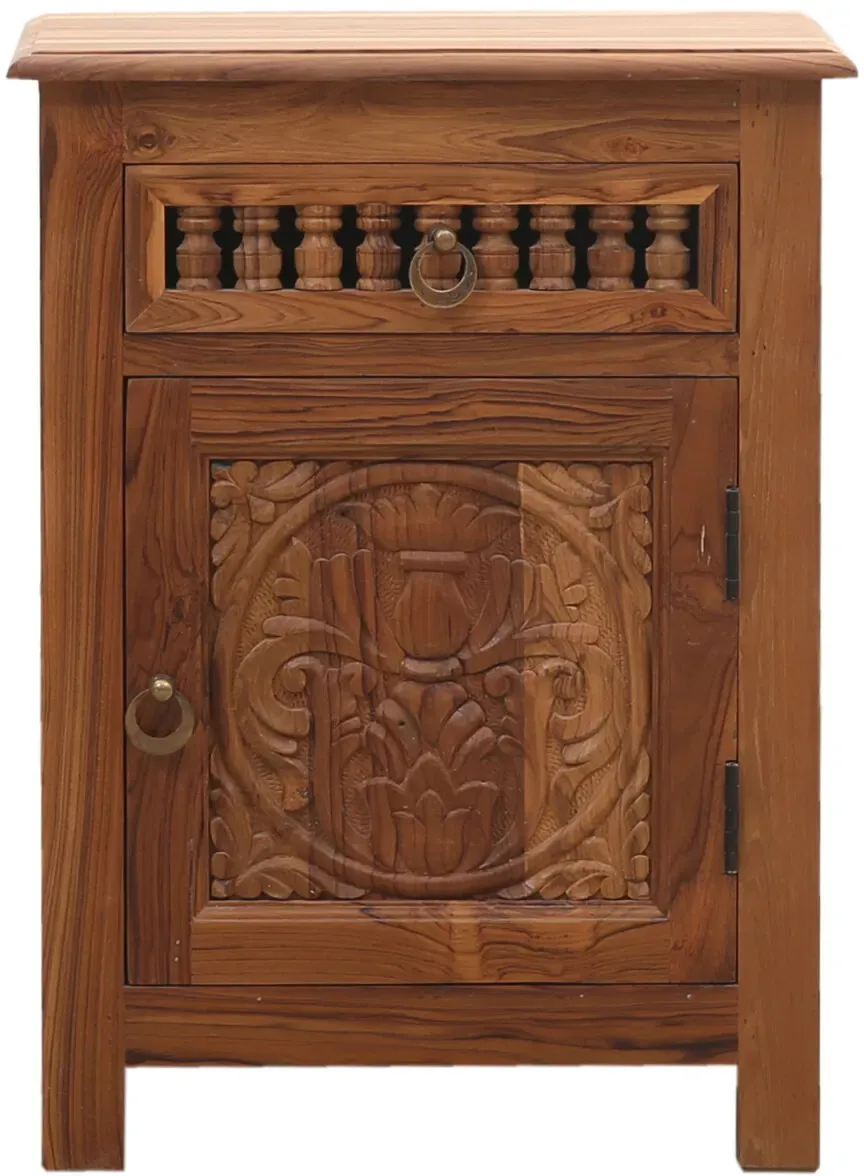 Vintage Nachttisch aus Holz Sand