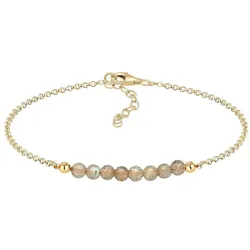 Elli Armband Labradorit Edelstein Kugeln 925 Silber vergoldet 16 Damen 
