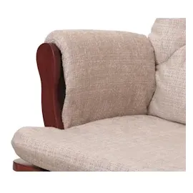 Mendler Relaxsessel HWC-C76, Schaukelstuhl Schwingstuhl mit Hocker Stoff Chenille (465g/m2) creme, Gestell dunkel