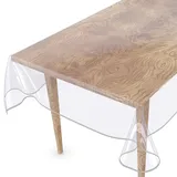 ANRO Tischdecke Transparent abwaschbar Durchsichtig Folie mit Saum in Hellgrau Glasklar Tischfolie Tischschutz PVC Schutzdecke wasserabweisend 200x140cm 0,5mm