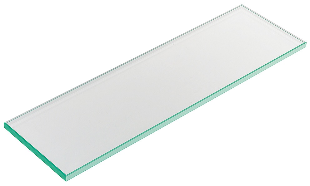 Glastablar 600 mm, ESG-Glas 10 mm, für Wandsystem Labos silber eloxiert