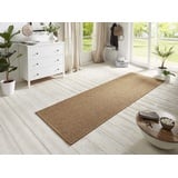 BT Carpet Nature Läufer In- und Outdoor – Schlingen Küchenläufer rutschfest Flachgewebe Kurzflor Woll-Optik Fineloop Küchenteppich für Flur, Küche, Garten, Terrasse, Badezimmer – Braun, 80x250cm