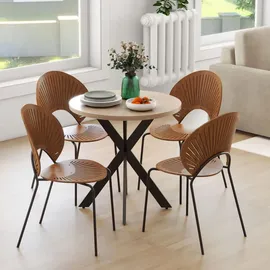 Homcom Küchentisch 75 x 75 x 75 cm rund braun