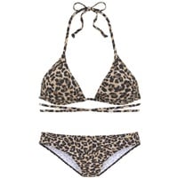 bruno banani Triangel-Bikini Damen braun-bedruckt Gr.42 Cup C/D