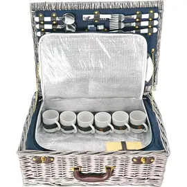 BEM Picknickkorb für 6 Personen 40 teiliges Set Weide 40 x 30 x 20 cm braun