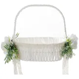 JYCRA 2 Stück Blumenmädchen-Korb, Handgefertigter Rattan-Korb mit Griff, Blumenmädchen-Körbe für Hochzeiten, Faltbarer Griff und Künstlicher Fleck, Blumenkorb für Hochzeitszeremonie, Party-Dekoration