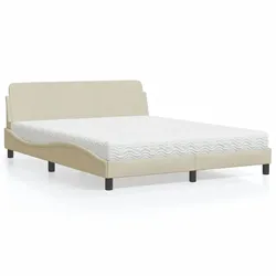 Bett mit Matratze – Creme, 160x200 cm – Stilvolles Design & erholsamer Schlaf
