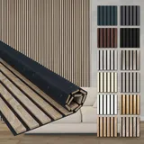 HEXIM Akustikpaneele 4 Stück 278x60cm Holz Comfort - flexible Holzpaneele Platten Lamellenwand flexibel MDF Wandpaneele TV Wandverkleidung Holzwand Deko braun (6.68m2 Sonoma Oak)