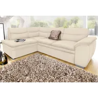 Ecksofa COTTA "Leandra L-Form" Sofas Gr. B/H/T: 250cm x 88cm x 90cm, Kunstleder SOFTLUX, Ottomane links, ohne Bettfunktion, beige (creme) wahlweise mit Bettfunktion und Bettkasten