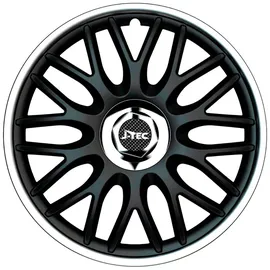 Auto-Style Satz J-Tec Radzierblenden Orden R 14-Zoll Schwarz/Silber + Chrom Ringe