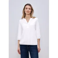 STREET ONE Tunikashirt STREET ONE, Damen, Gr. 46, weiß, Web, 100% Baumwolle, unifarben, comfort fit normal, Rundhals, elastischer Bund, Shirts, mit 3/4 Ärmeln