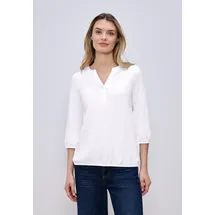 STREET ONE Tunikashirt STREET ONE, Damen, Gr. 46, weiß, Web, 100% Baumwolle, unifarben, comfort fit normal, Rundhals, elastischer Bund, Shirts, mit 3/4 Ärmeln