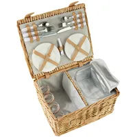 Tectake tectake® Picknickkorb für 4 Personen, geflochtene Weide, mit