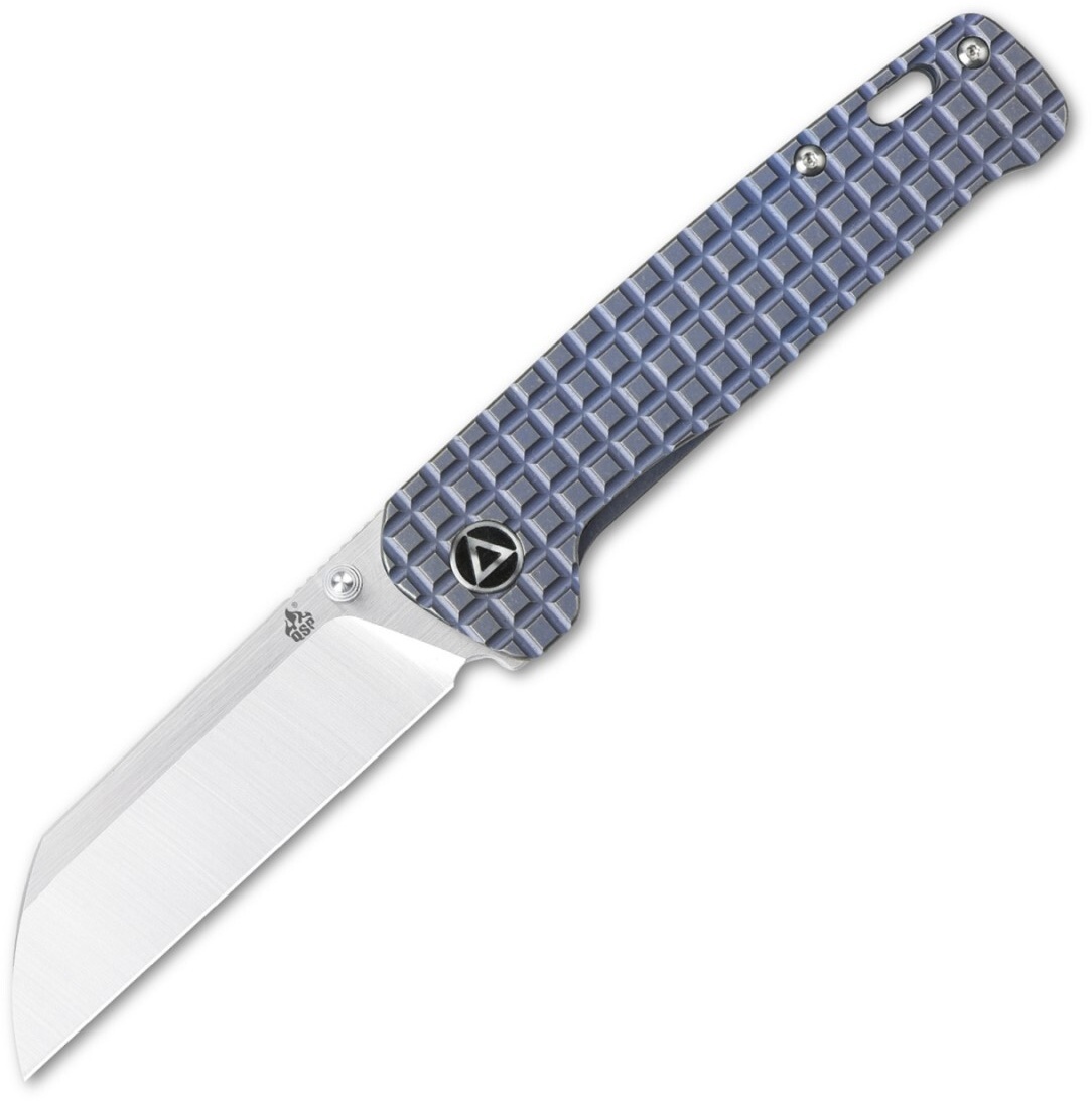 QSP Knife Penguin, Stonewash 154CM Blade, Blue Titanium Frag Handle QS130-RFRG1