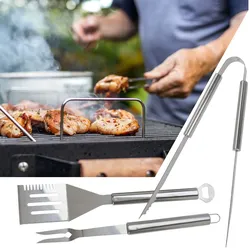 Edelstahl Grillbesteck Set (3-teilig): Grillzange, Wender & Gabel in Profi-Qualität, langlebig, leicht zu reinigen & perfekt für jeden Grill