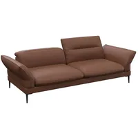 FLEXLUX 3-Sitzer Salino, Funktionssofa, Relaxsofa, Sofa mit Arm- und Kopfteil-Verstellungen, Kaltschaum & Stahl-Wellen braun