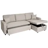 Mendler Ecksofa mit Bettkasten HWC-L17, Couch Sofa L-Form, Liegefläche Nosagfederung 228cm ~ beige