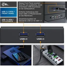 CSL USB 3.0 2-Port Frontpanel für 3,5" Laufwerkschächte - 2x USB 3.0 Buchse Typ A bis zu 5Gb/s