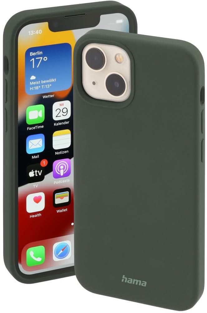 Hama Hülle für Apple iPhone 13 mini kompatibel mit MagSafe (Magnetische Hülle für induktives Laden, Handyhülle schützt vor Stößen, Kratzern und Schmutz, seidig mattes Case aus robustem TPU) grün
