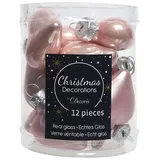 Kaemingk Christbaumschmuck Herzen Glas 4cm x 12 Stück Weihnachtskugeln rosa