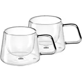 Gräwe Doppelwandige-Thermogläser mit Griff, 200ml, 2er Set, gerades Design
