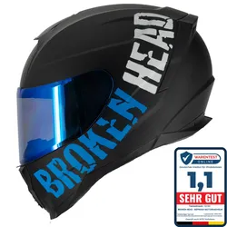 Broken Head Integralhelm BeProud Sport Blau + Verspiegeltes Visier