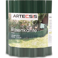 ARTECSIS Rasenkante aus Kunststoff, 9 m x 15cm, gewellt, Umrandung für Beete, Beeteinfassung, Grün