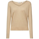 Esprit Baumwollpullover mit V-Ausschnitt Sand, XS