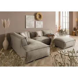 MASSIVMOEBEL24.DE Ecksofa, inkl. Hocker 285x220x79 Polyester taupe RAVENNA