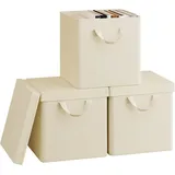 Woltu Faltbare Aufbewahrungsbox 27 x 27 x 27 cm 3-tlg. Creme