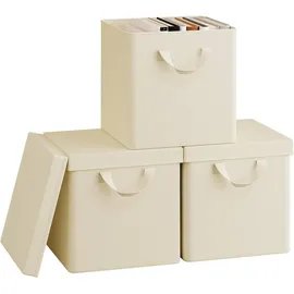 Woltu Faltbare Aufbewahrungsbox 27 x 27 x 27 cm 3-tlg. Creme