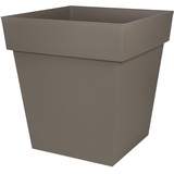 EDA - Blumentopf, quadratisch, Toskana, 50 cm, Volumen 87 l, 49,5 x 49,5 x 52,5 cm, Taupe