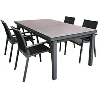 Teico group 5-tlg. Alu Gartenmöbel Set anthrazit Tisch ausziehbar
