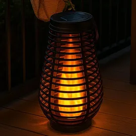 ETC Shop Solarleuchten für Außen zum stellen LED Solar Tischleuchte Hängelampe Garten LED Laterne Flammeneffekt, mit tanzendem Lichteffekt, 1x LED Akku, DxH