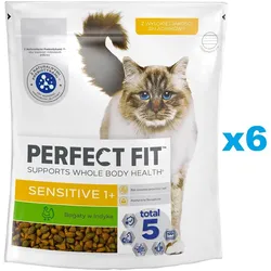 PERFECT FIT (Sensitive 1+) 6x750 g Reich an Truthahn – Trockenfutter für Katzen mit empfindlichem Verdauungssystem